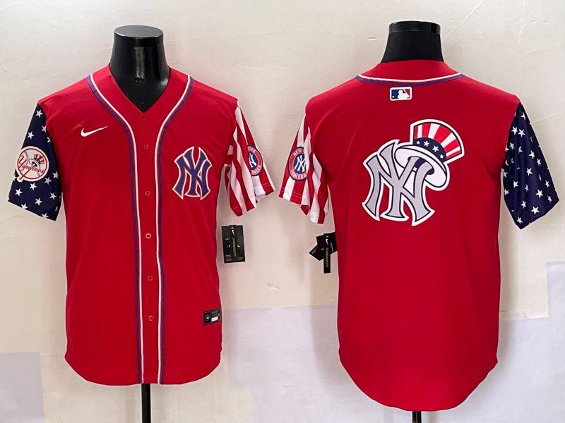 Men New York Yankees Blank Red a generation of national flags Jointly Name 2025 Nike MLB Jersey style 23